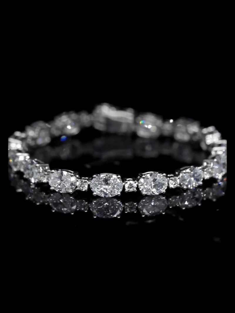 Aureline-Jewelry Each 0.5-carat 0.3-carat Oval and Round Lab Grown Diamond Tennis Bracelet