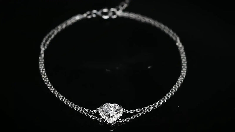 Aureline-Jewelry 0.5 Carat Heart-Shaped Lab-Grown Diamond Double-Chain Bracelet