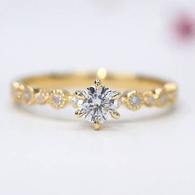 Aureline-Jewelry Dainty Round Lab Diamond Promise Ring
