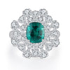 Aureline-Jewelry Lab-Grown Emerald and Diamond Cocktail Ring In 14k Gold