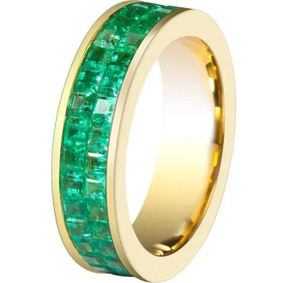 Aureline-Jewelry NOZBO Double Row Invisible Set Natural Emerald Ring