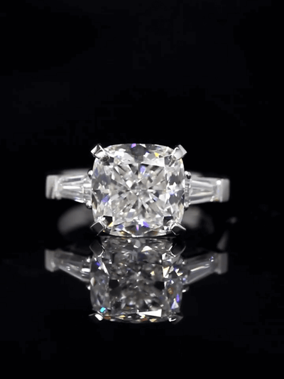 Aureline-Jewelry 5 Carat Cushion Cut Lab-Grown Diamond Three Stone Ring