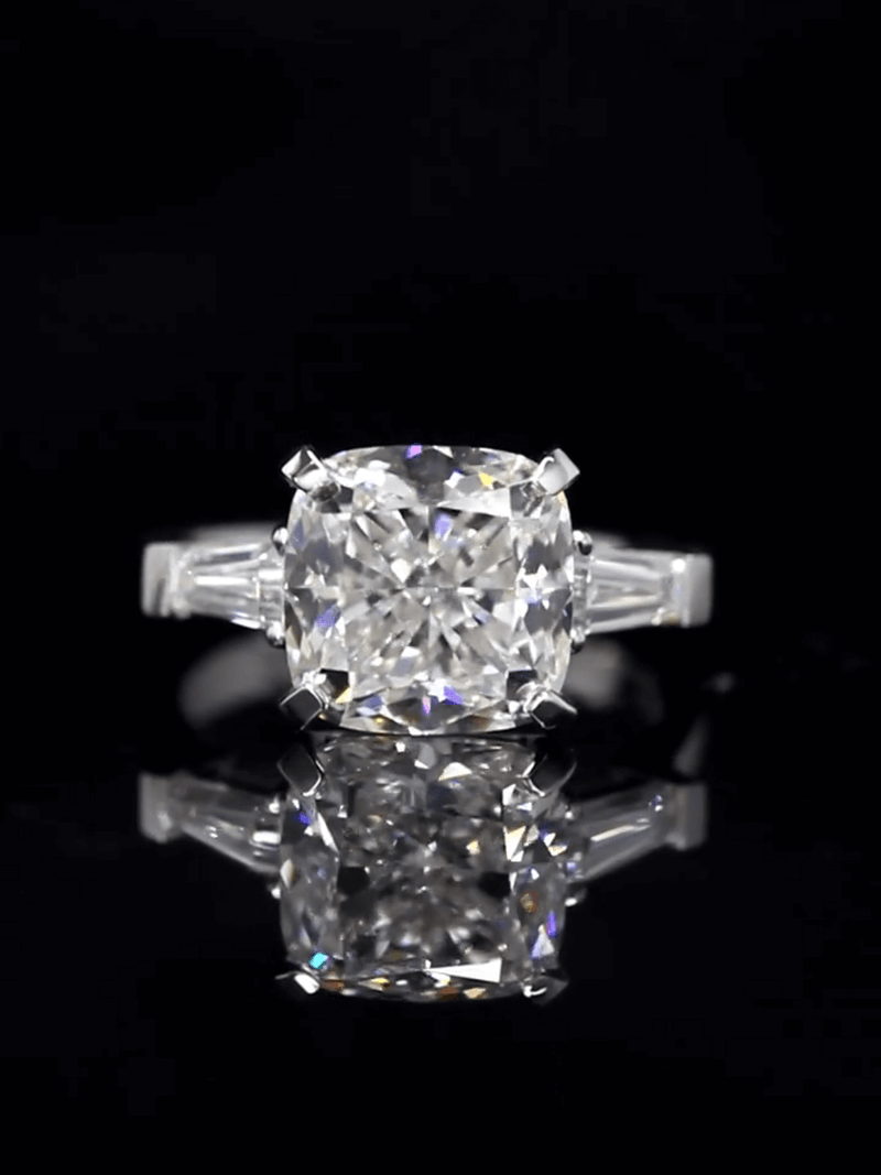 Aureline-Jewelry 5 Carat Cushion Cut Lab-Grown Diamond Three Stone Ring