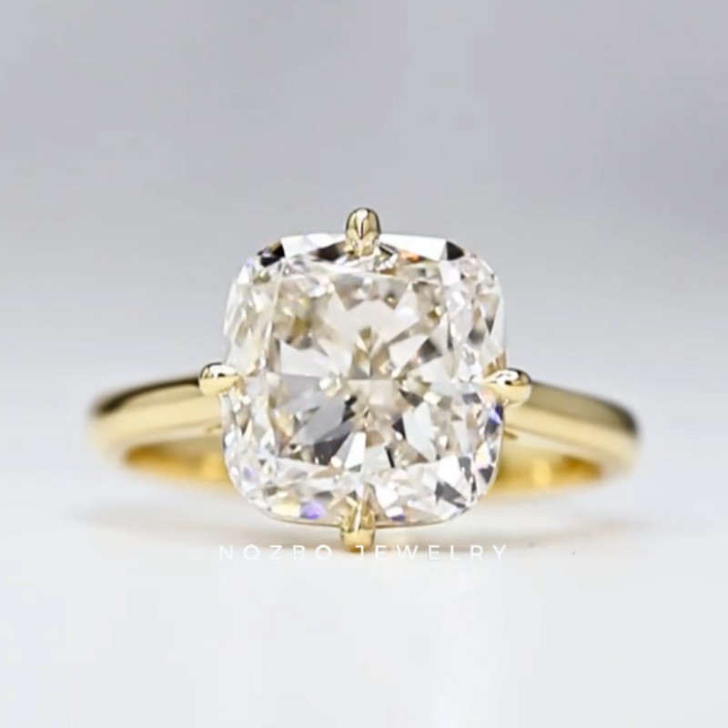 Aureline-Jewelry 5 Carat Cushion Cut Lab Diamond Ring 14K Gold