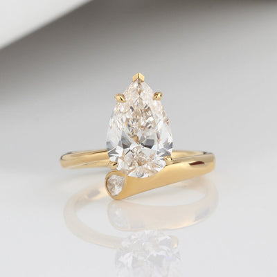 Aureline-Jewelry 3 Carat Pear Lab Diamond Ring 14K Gold