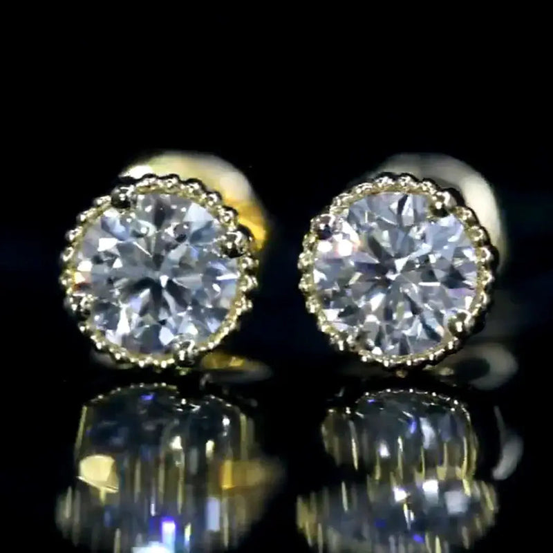 Aureline-Jewelry Milgrain Bezel Lab Grown Diamond Stud Earrings (0.60-3.00 Ct. Tw.)