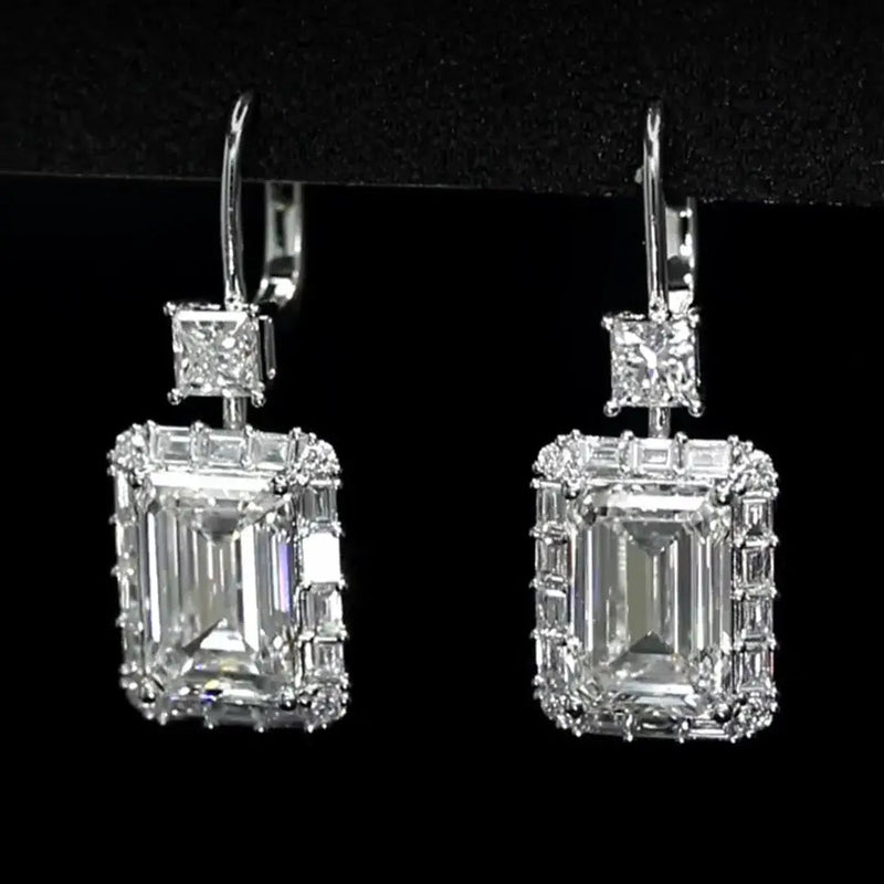 Aureline-Jewelry Emerald-Cut Lab Grown Diamond Drops Earrings