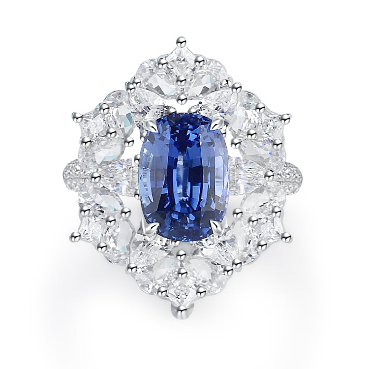 Aureline-Jewelry Versatile Lab Sapphire and Diamond Convertible Ring/Pendant 14K Gold