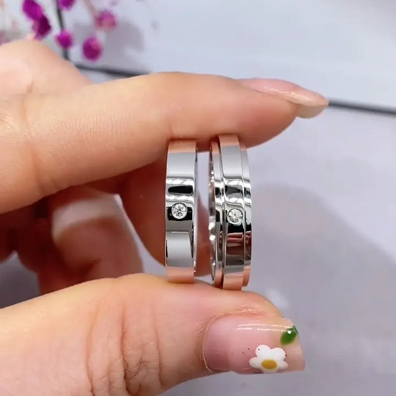 Aureline-Jewelry Simple Couple Wedding Bands Set with Lab Diamonds 18K Gold