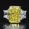 Aureline-Jewelry 9 Carat Fancy Vivid Yellow Radiant Cut Lab Diamond Three Stones Ring