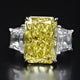 Aureline-Jewelry 9 Carat Fancy Vivid Yellow Radiant Cut Lab Diamond Three Stones Ring