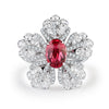 Aureline-Jewelry Lab-Grown Ruby Five-Petal Cocktail Ring In 14K Gold