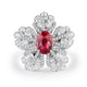 Aureline-Jewelry Lab-Grown Ruby Five-Petal Cocktail Ring In 14K Gold
