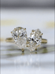 Aureline-Jewelry 2 Carat Marquise 2 Carat Pear Lab Diamond Two Stone Ring 18K Gold