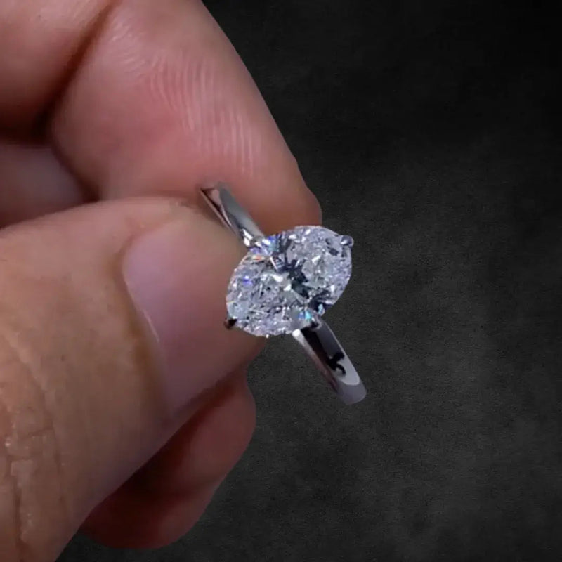 Aureline-Jewelry 1 CT Lab Grown Diamond Oval Shape Solitaire Engagement Ring