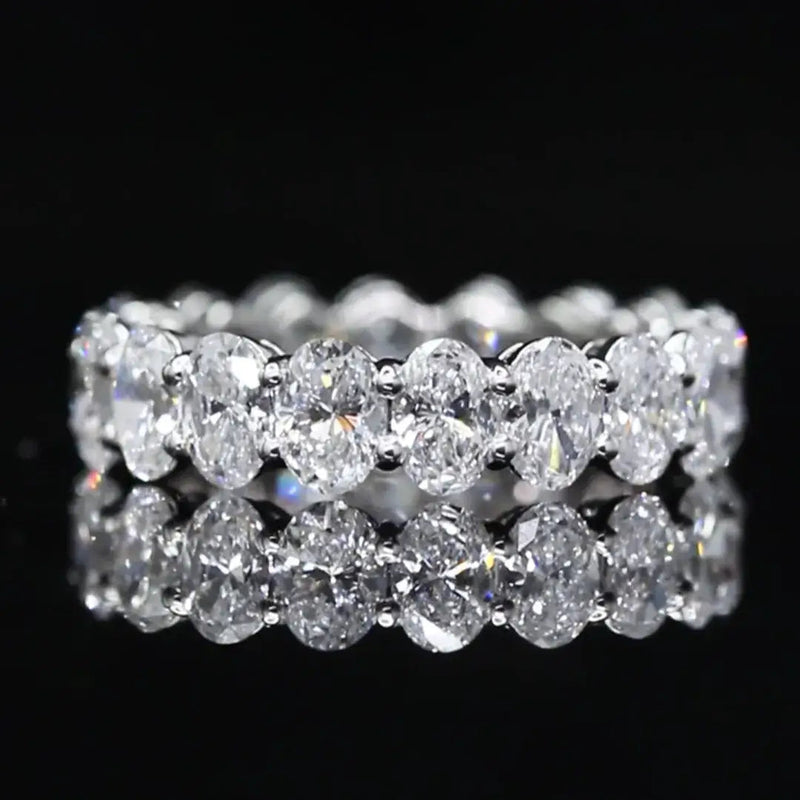 Aureline-Jewelry 4.75 CTW each Oval Cut Lab Grown Diamond Wedding Full Eternity Band