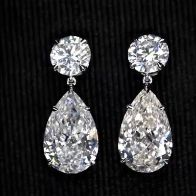 Aureline-Jewelry Pear and Round Lab Grown Diamond Earrings (7.80 Ct. Tw.)