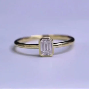 Aureline-Jewelry 0.5 CT Emerald Cut Lab Diamond Bezel Ring