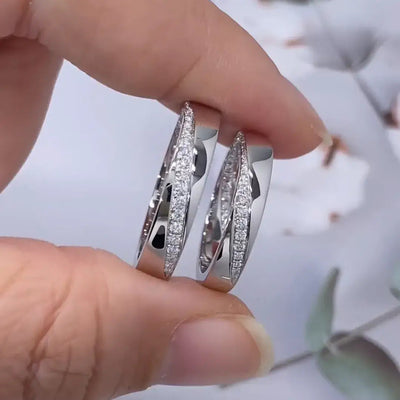 Aureline-Jewelry Statement Couple Wedding Bands Set with Lab Diamonds 18K White Gold