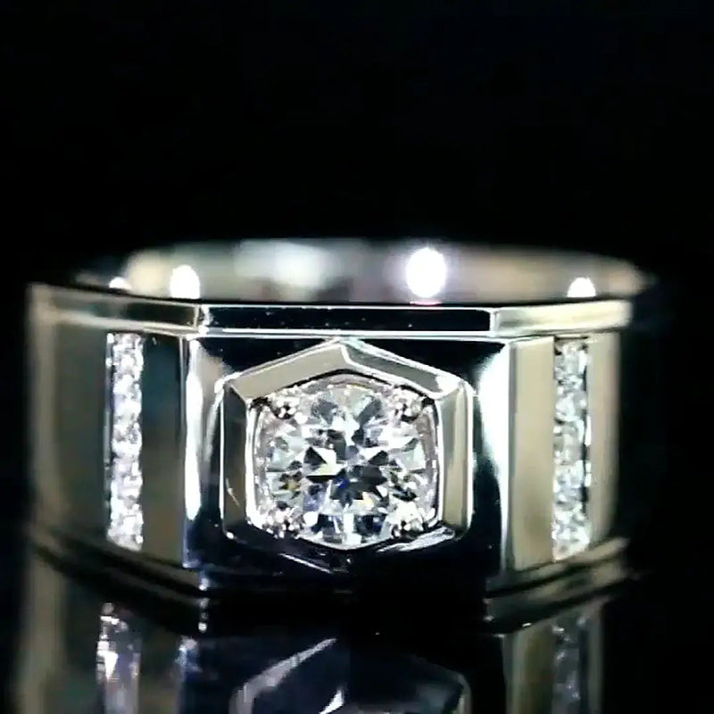 Aureline-Jewelry Round Cut Lab Diamond Men Wedding Ring for Him