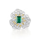 Aureline-Jewelry 2in1 Convertible Green Lab Emerald Diamond Ring&Pendant 14K Gold