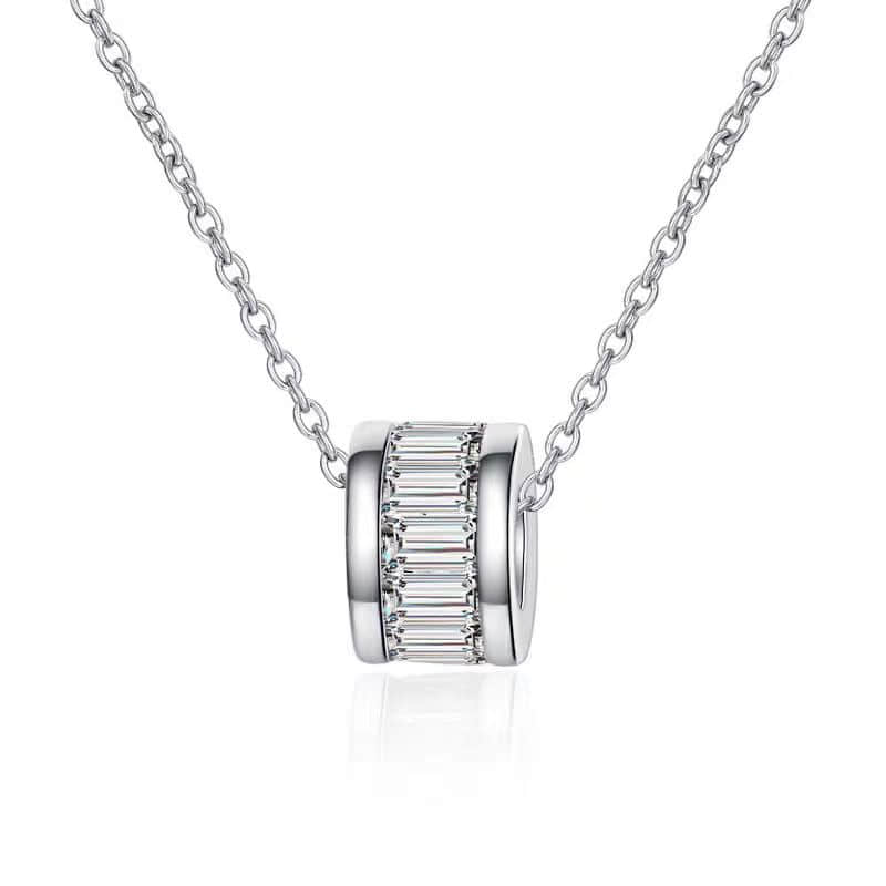 Aureline-Jewelry 1 CT Lab Diamond Cylinder Tube Pendant Necklace 18K Gold