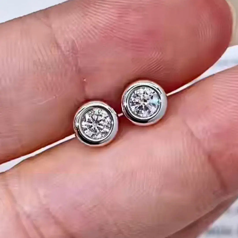 Aureline-Jewelry Bezel Round Cut Lab Diamond Earring Studs 925 Silver (0.4 Ct. Tw.)