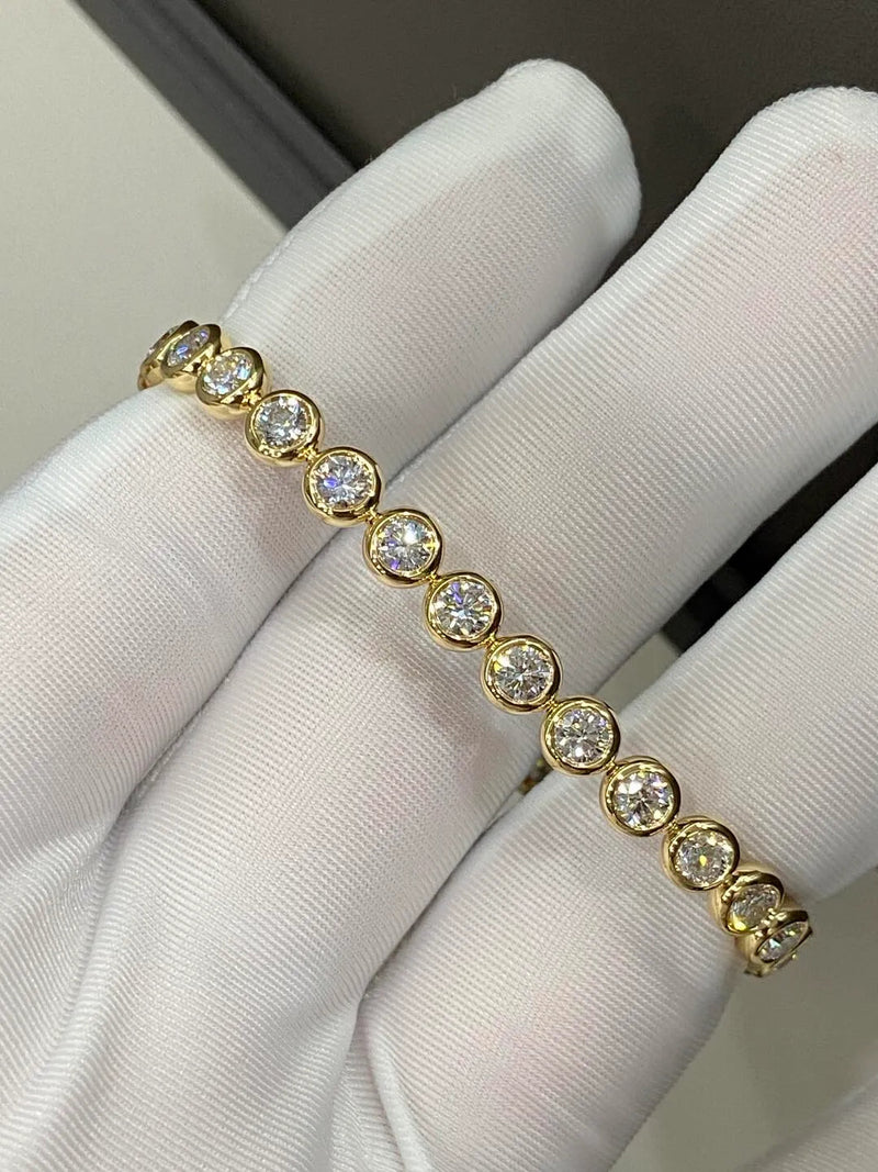 Aureline-Jewelry Bezel Round Lab Grown Diamond Tennis Bracelet