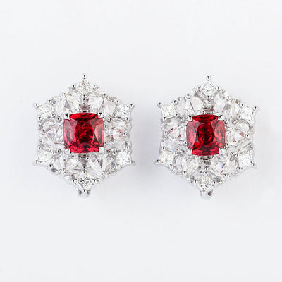 Aureline-Jewelry Lab Grown Diamond and Ruby Stud Earrings 14K Gold