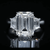 Aureline-Jewelry 7 Carat Emerald Cut Lab Grown Diamond Side Trapezoid Three Stone Diamond Ring