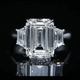 Aureline-Jewelry 7 Carat Emerald Cut Lab Grown Diamond Side Trapezoid Three Stone Diamond Ring