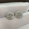 Aureline-Jewelry 1.7ctw Round Lab Diamond Halo Earrings, 2 Ways to Wear