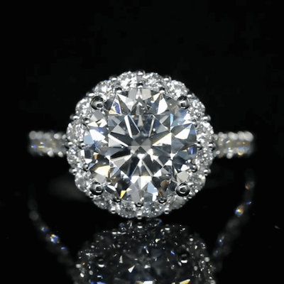 Aureline-Jewelry 4 Carat Round Lab Grown Diamond Ring Halo Engagement Ring