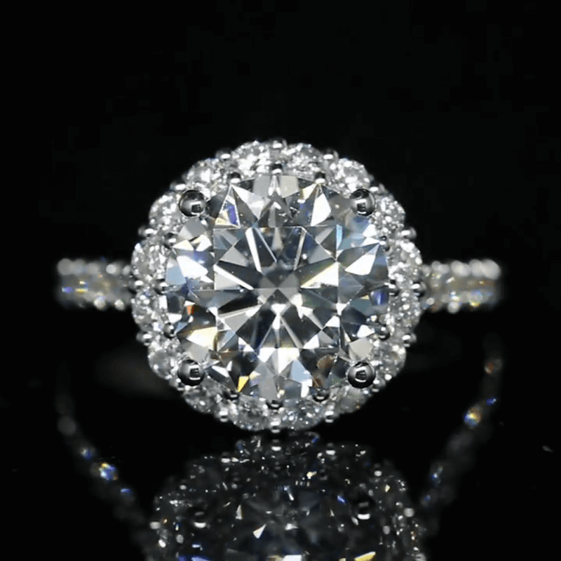 Aureline-Jewelry 4 Carat Round Lab Grown Diamond Ring Halo Engagement Ring