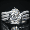 Aureline-Jewelry 3 Carat Oval Lab Diamond Luxurious Ring with Pavé Band In 18K Gold