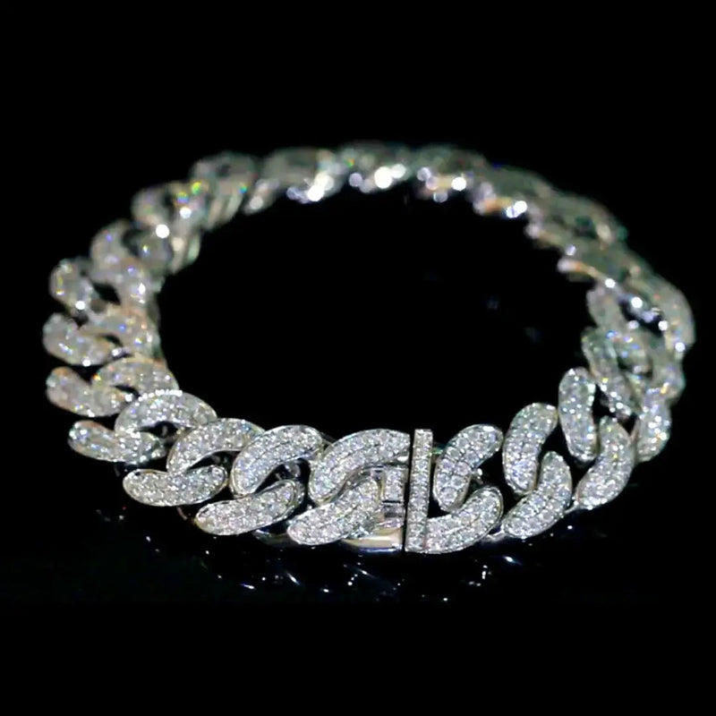 Aureline-Jewelry Luxury 18K Gold Lab Grown Diamond Cuban Link Bracelet for Men