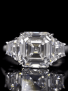 Aureline-Jewelry 5 Carat Asscher Cut Lab Diamond Three Stone Ring