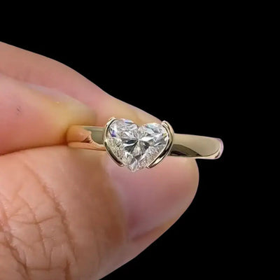 Aureline-Jewelry 0.6 CT Vintage Heart Cut Lab Grown Diamond solitaire Engagement Ring 18K