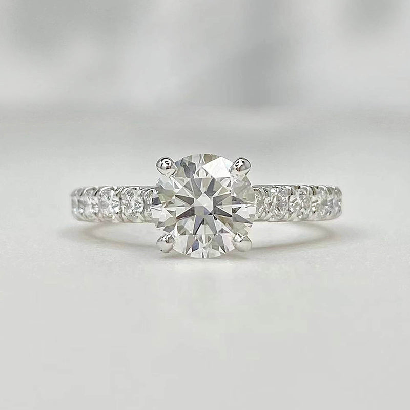 Aureline-Jewelry Pave Round Lab Diamond Engagement Ring
