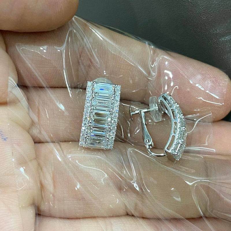 Aureline-Jewelry Emerald Cut Lab Diamond Clip-On Earrings
