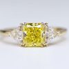 Aureline-Jewelry 1.7 Carat Princess Cut Yellow Lab Diamond Three-Stone Ring 18K Gold