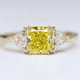 Aureline-Jewelry 1.7 Carat Princess Cut Yellow Lab Diamond Three-Stone Ring 18K Gold