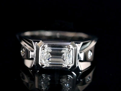 Aureline-Jewelry Emerald Cut Lab Grown Diamond Men's Engagement Ring 14K Gold