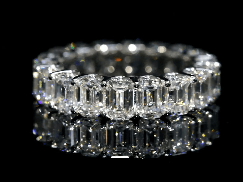 Aureline-Jewelry 18-Stone Emerald-Cut Lab-Grown Diamond Eternity Band – 9Ct. Tw.