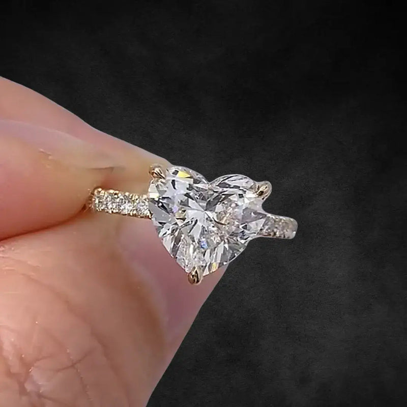Aureline-Jewelry 1 CT Heart Shape Lab Grown Diamond Pave Engagement Ring
