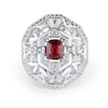 Aureline-Jewelry Lab Grown Ruby And Diamond White Crystal Ring 14K Gold