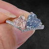 Aureline-Jewelry 2.35 CTW Pink and Blue Two Stone Lab Diamond Ring
