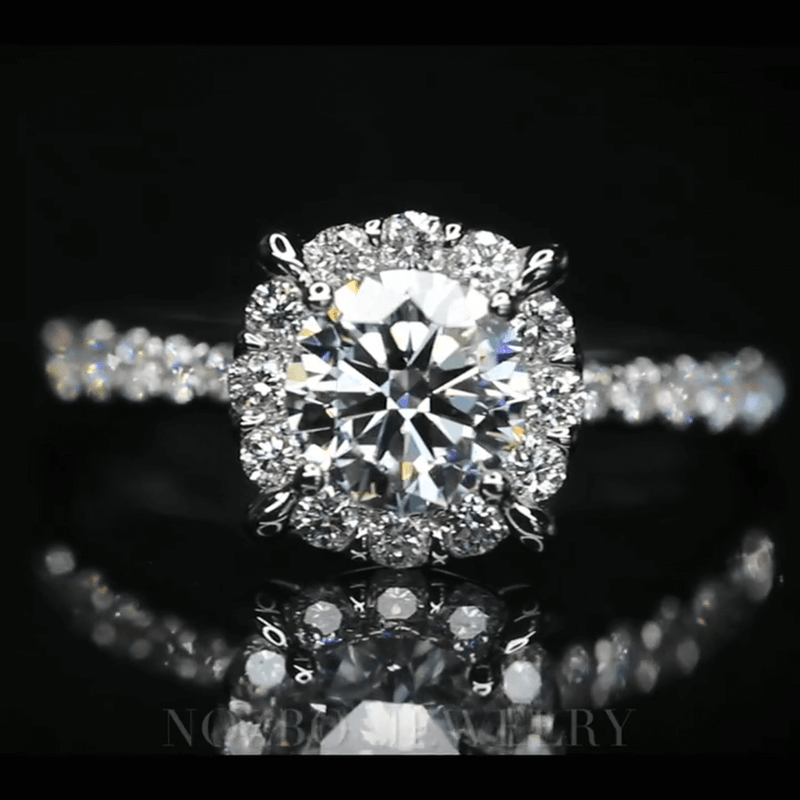Aureline-Jewelry 0.5 Carat Round Brilliant Cut Lab Grown Diamond Halo Engagement Ring