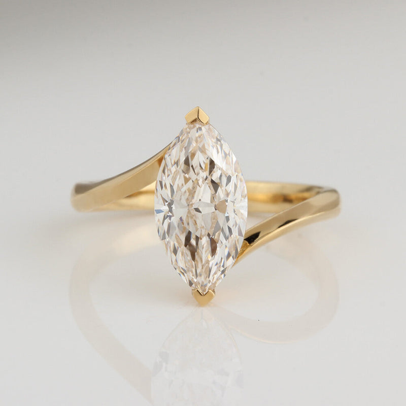 Aureline-Jewelry 1.9 Carat Marquise Lab Diamond Ring 18K Gold