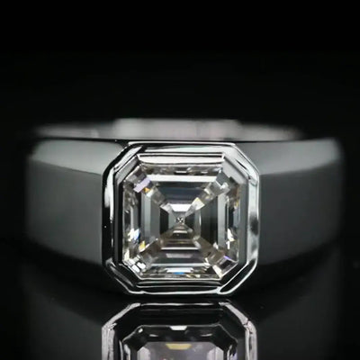 Aureline-Jewelry 2 Carat Asscher Cut Lab Diamond Men's Ring